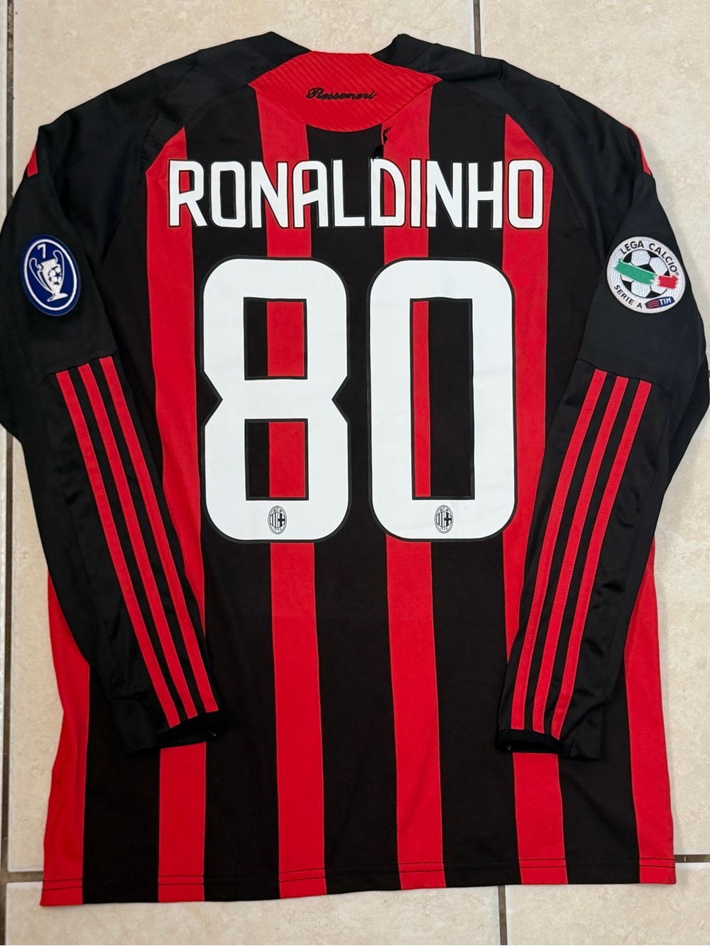 2008-09 AC Milan Ronaldinho Home Long Sleeve Adidas Jersey